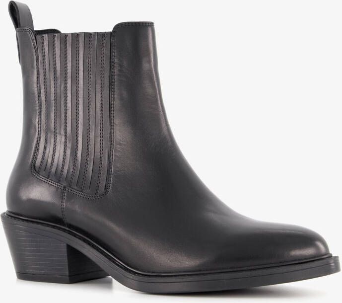 Harper leren dames Chelsea boots met hak zwart