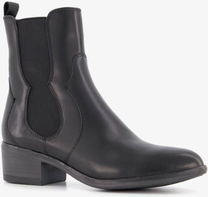 Harper leren dames Chelsea laarsjes met hak zwart