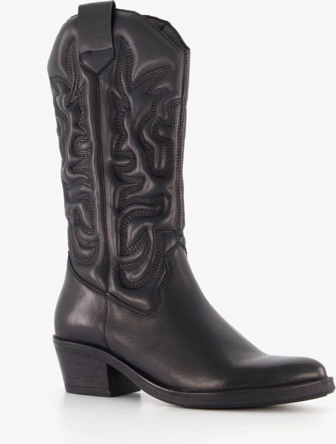 Harper leren dames cowboy western laarzen zwart