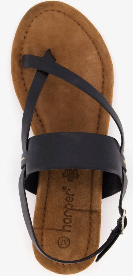 Harper leren dames sandaaltjes zwart