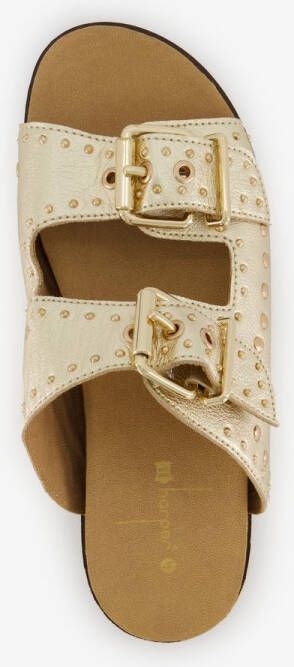Harper leren dames slippers met studs goud