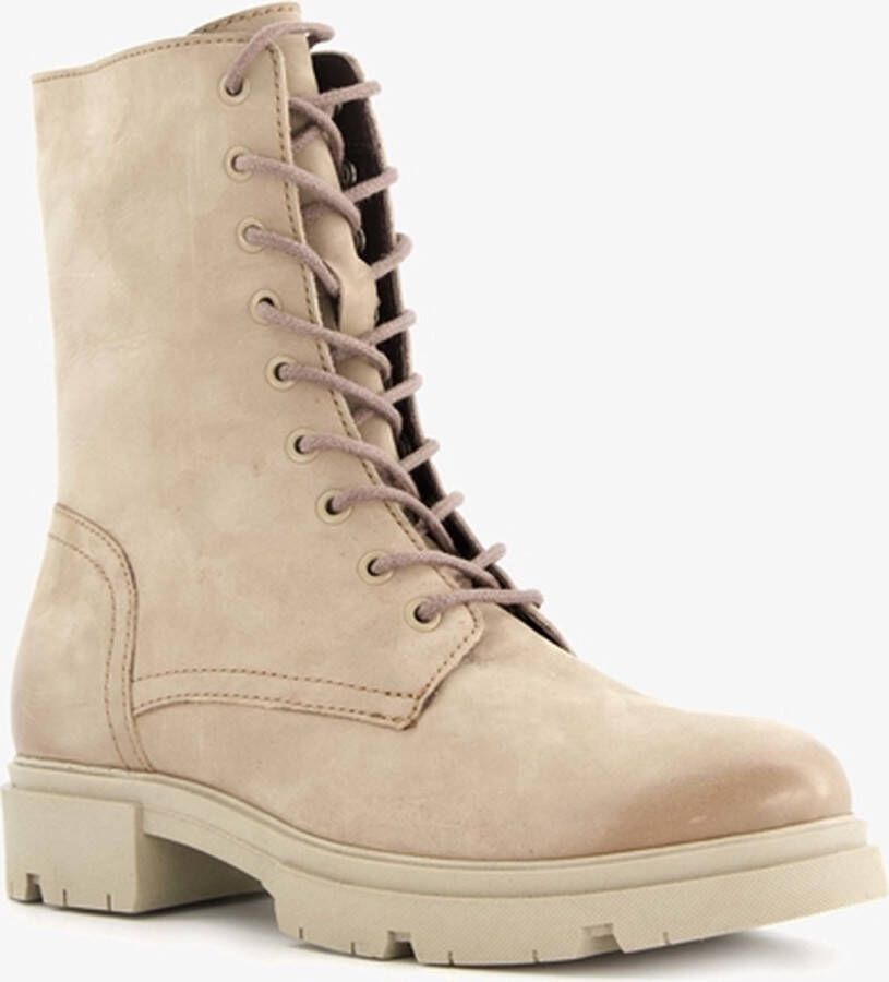 Harper leren dames veterboots Beige Echt leer - Foto 1