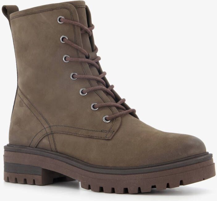 Harper leren dames veterboots donkerbruin
