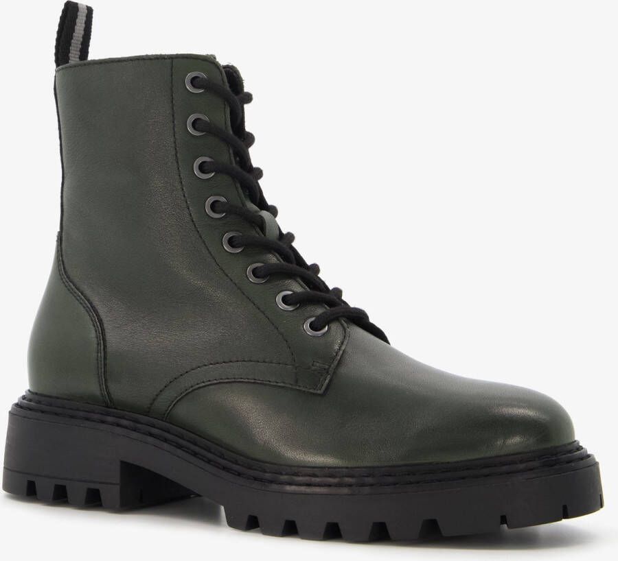Harper leren dames veterboots groen