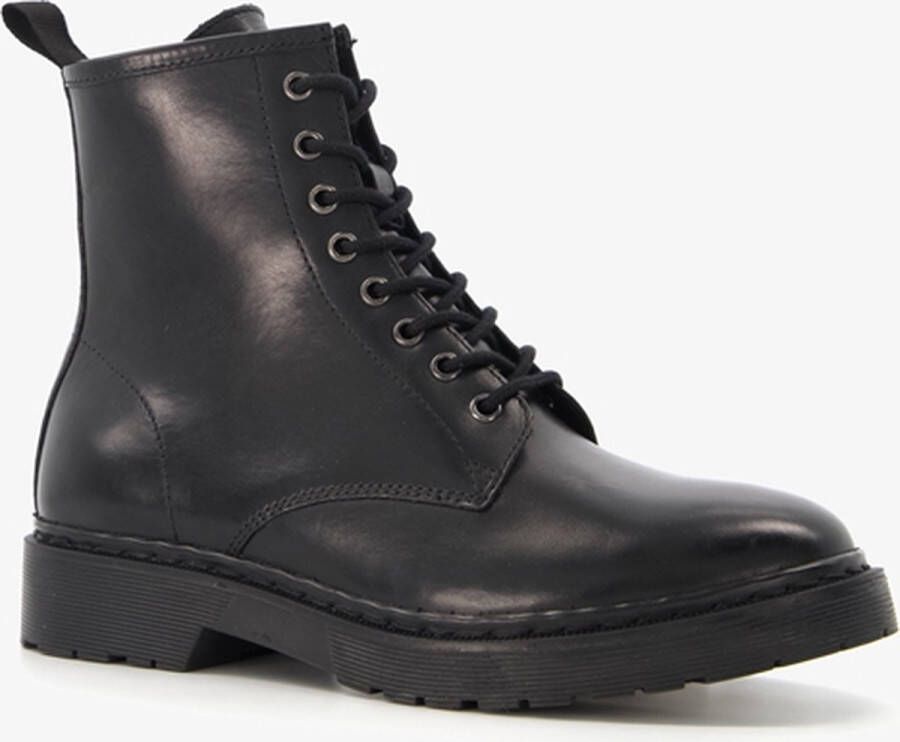 Harper leren dames veterboots zwart