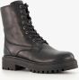 Harper leren dames veterboots zwart - Thumbnail 1