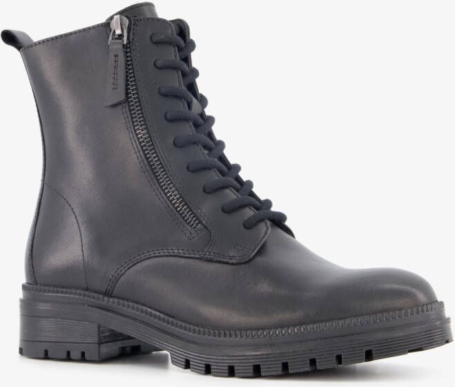 Harper leren dames veterboots zwart