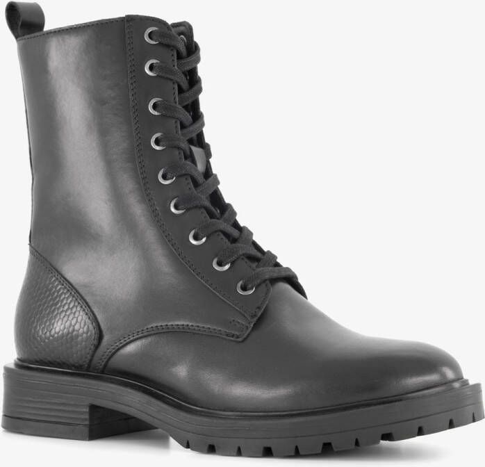 Harper leren dames veterboots zwart
