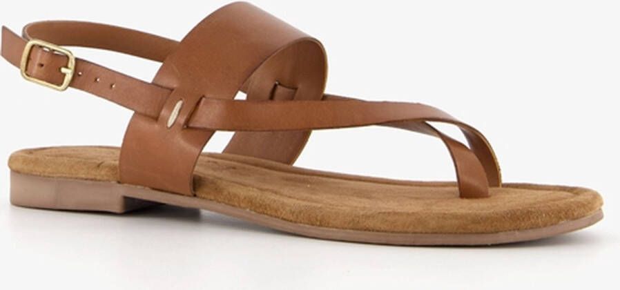 Harper leren sandaaltjes cognac bruin