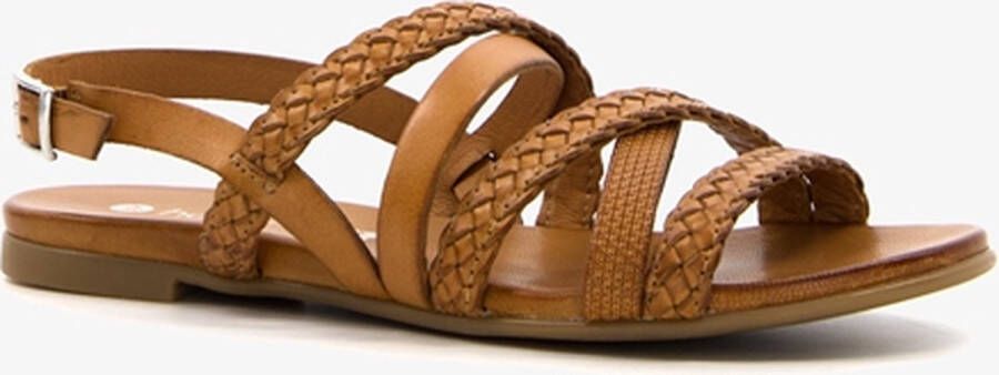 Harper leren sandalen gevlochten bandje bruin