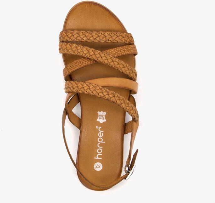 Harper leren sandalen gevlochten bandje bruin