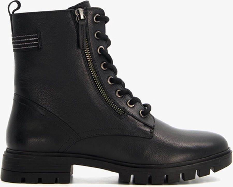 Harper Leren Veterboots Dames Zwart