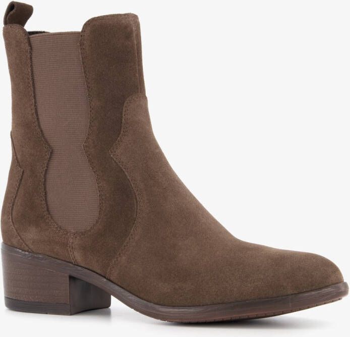 Harper suede dames Chelsea laarsjes met hak bruin Echt leer