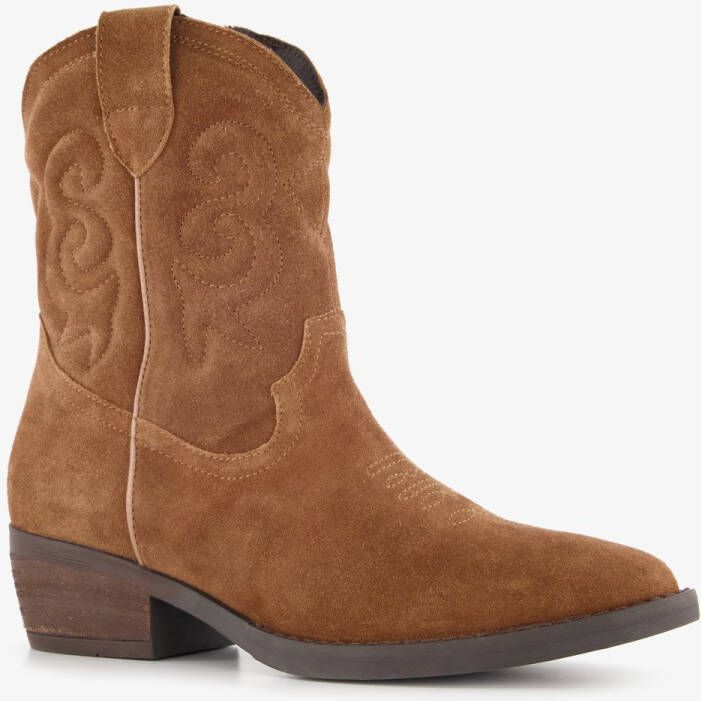 Harper suède dames cowboylaarsjes cognac Echt leer