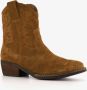 Harper suede dames cowboy western enkellaarsjes met hak Cognac Echt leer - Thumbnail 1