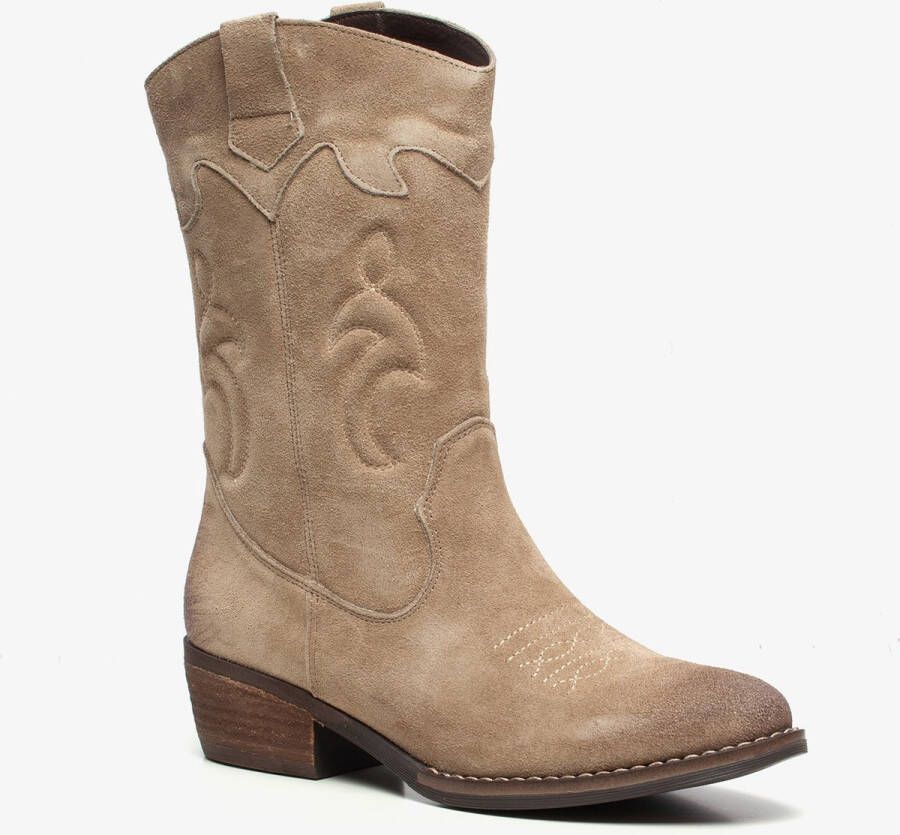 Harper suede dames cowboy western laarzen beige