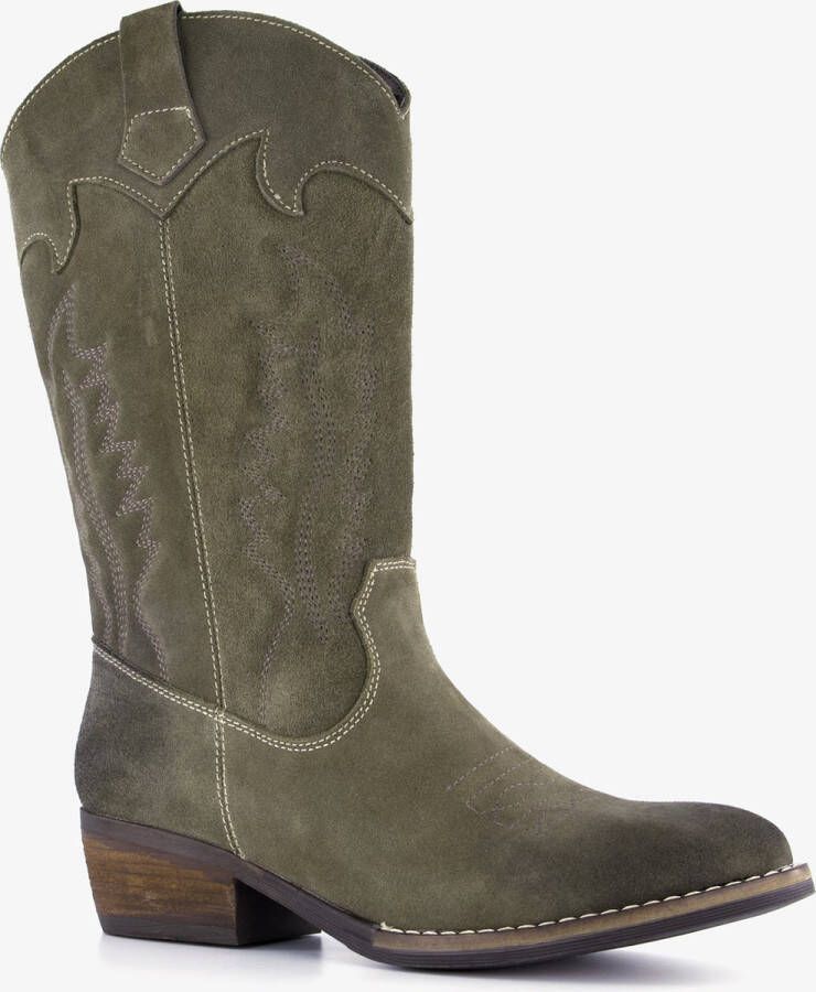 Harper suede dames cowboy western laarzen donkergroen Echt leer