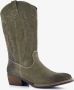 Harper suede dames cowboy western laarzen donkergroen Echt leer - Thumbnail 1
