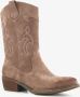 Harper suede dames cowboy western laarzen taupe Bruin Echt leer - Thumbnail 1