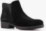 Harper suede dames enkellaarsjes lage hak zwart Echt leer - Thumbnail 1
