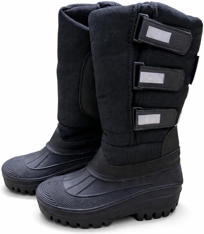 Harry's Horse Kinder Winterlaarzen Waterdicht Anti‑Slip Warme Snowboots met Klittenband en Reflectie Zwart
