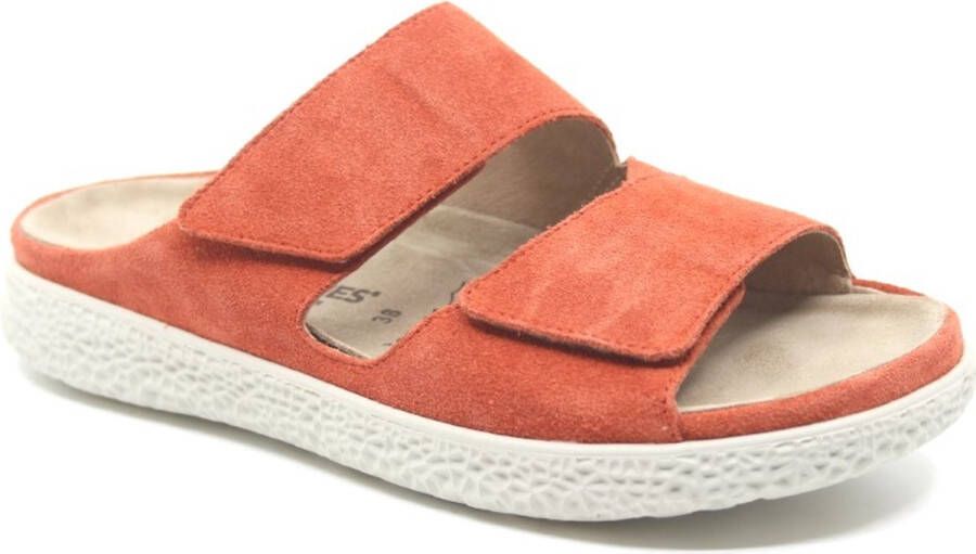 Hartjes 122.1221 30 54.00 Oranje suède dame slippers wijdte H