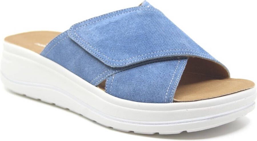 Hartjes 122.2001 40 12.00 Jeansblauwe slippers wijdte H