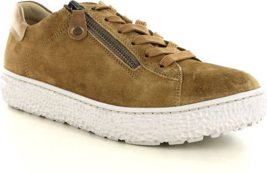 Hartjes 162.1401 34 07.07 Oker kleurige dames veterschoen met rits