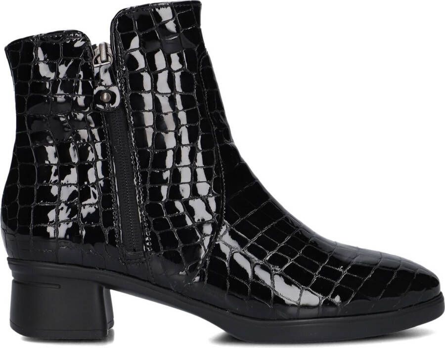HARTJES Enkellaarsjes Dames Croco 2-rits G Booty Maat: 38 Materiaal: Leer Kleur: Zwart