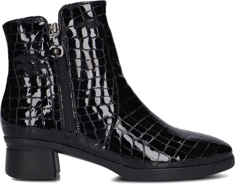 Hartjes Croco 2-rits G Booty Enkellaarsjes Enkelboots met rits Dames Zwart