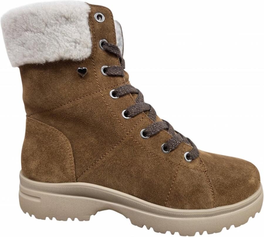 Hartjes 172.2801.53.00 cognac suède dames veterlaarzen Carola Boot