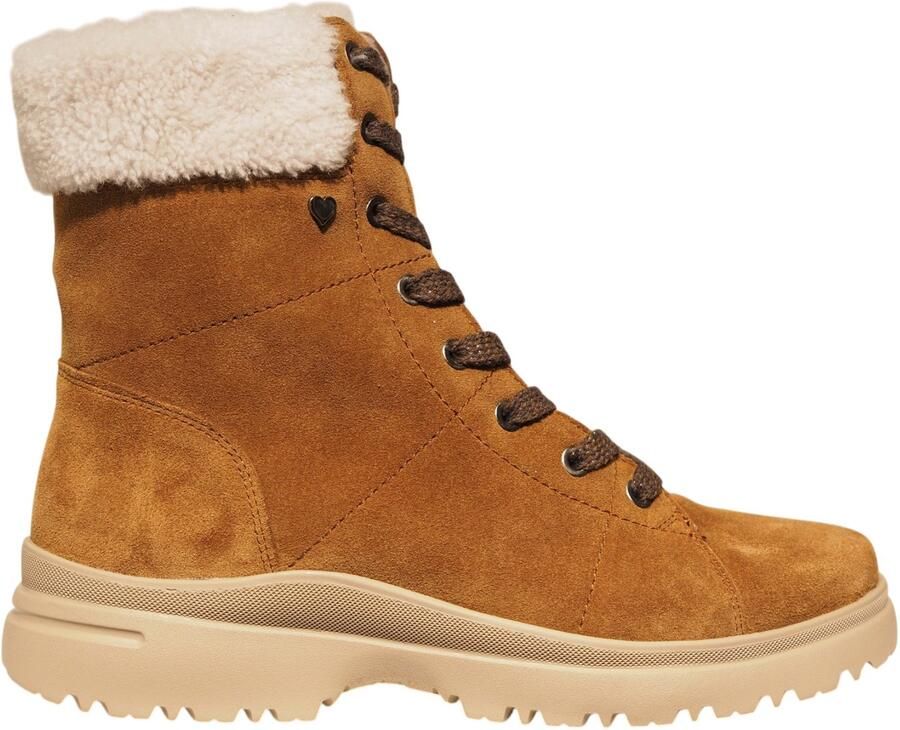 Hartjes 172.2801.53.00 cognac suède dames veterlaarzen Carola Boot