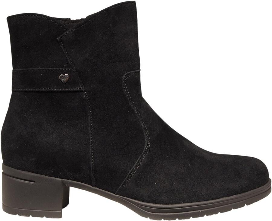 Hartjes Hip Boot zwarte suède enkellaarzen met hak