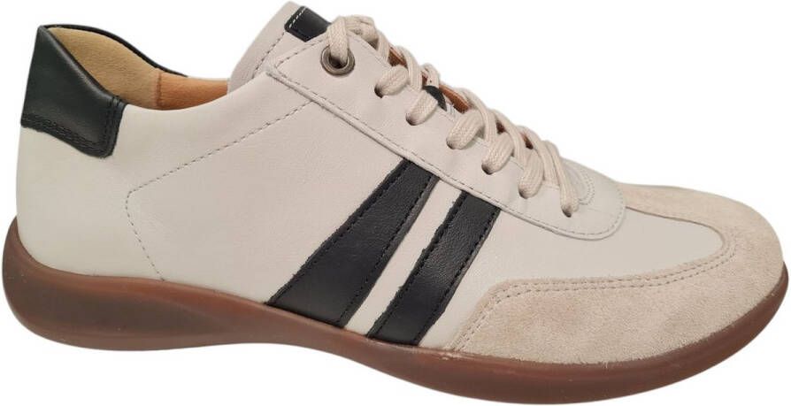 Hartjes Leren Dames Sneakers Wit Grijs