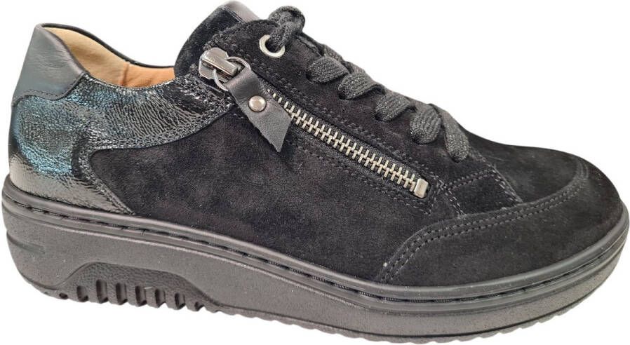 Hartjes Zwarte Suede Dames Sneakers Zwart