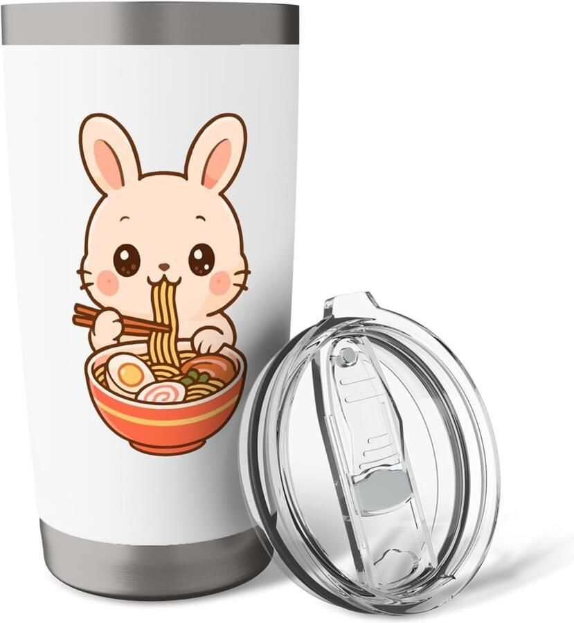 Hase-thermosbeker met konijn dat ramen eet