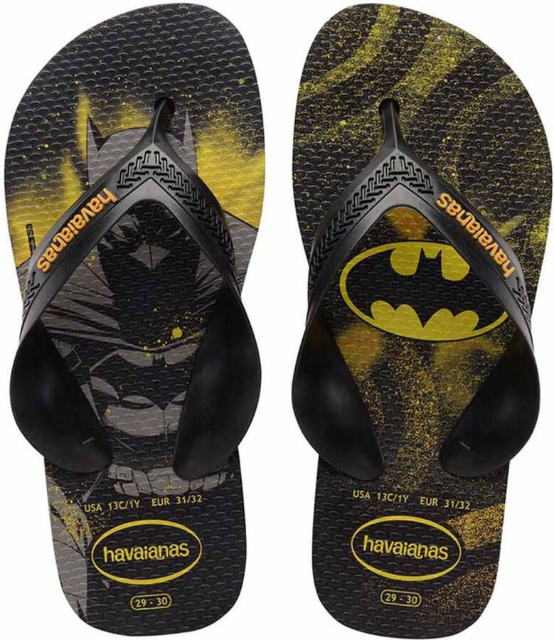 Havaianas Kids Max Herois teenslippers zwart geel Jongens Rubber 23-24