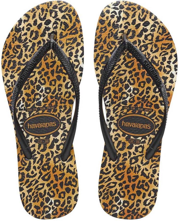 Havaianas Slim Leopard teenslippers met panterprint Zwart Meisjes Rubber 25-26 - Foto 6