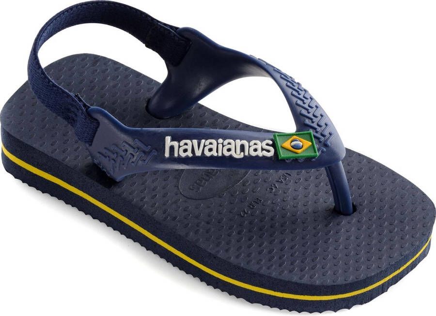 Havaianas Baby Brasil Logo II teenslippers met hielbandje blauw Rubber 24