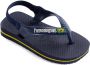 Havaianas Baby Brasil Logo II teenslippers met hielbandje blauw Rubber 22 - Thumbnail 3