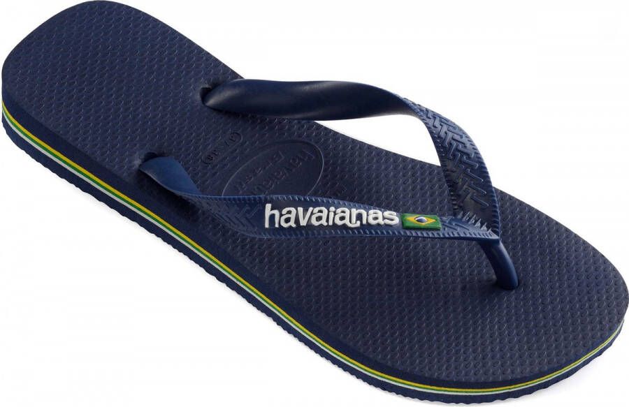 Havaianas Brasil Logo Kids Unisex Slippers Navy Wit