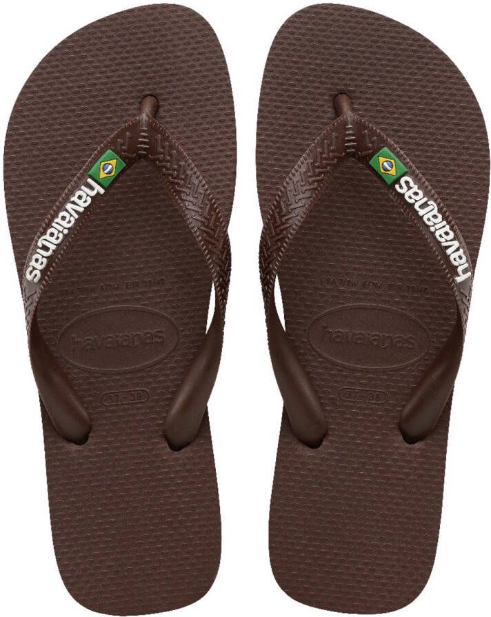 HAVAIANAS Teenslippers Heren Brasil Logo Maat: 41 42 Materiaal: Rubber Kleur: Bruin - Foto 2