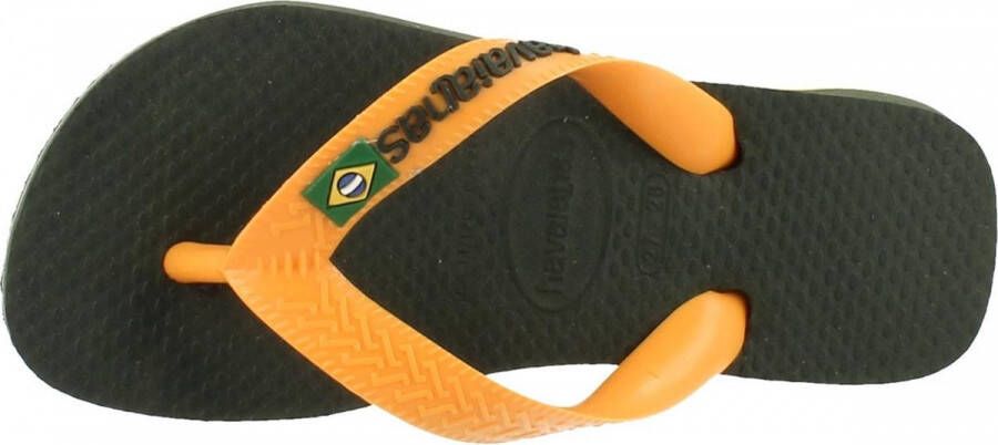 Havaianas Brasil Logo Unisex Slippers Green Olive Vibrant Orange