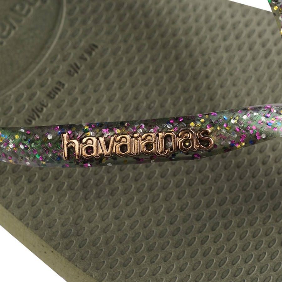 Havaianas Dames Square Logo Metallic Green