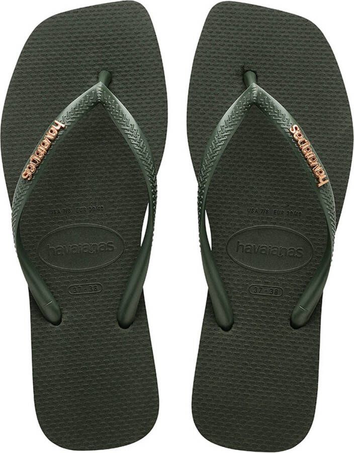 Havaianas Teenslippers SQUARE LOGO METALLIC zomerschoen slippers poolslides met metallic bandjes