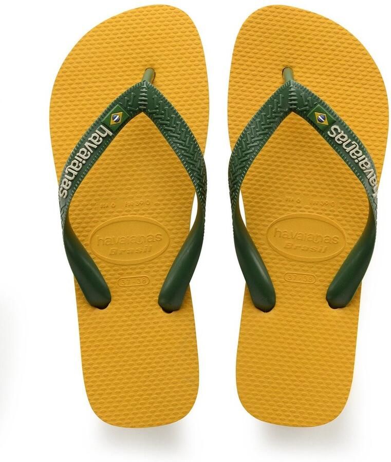Havaianas Brasil Logo teenslippers geel groen Rubber 33 34
