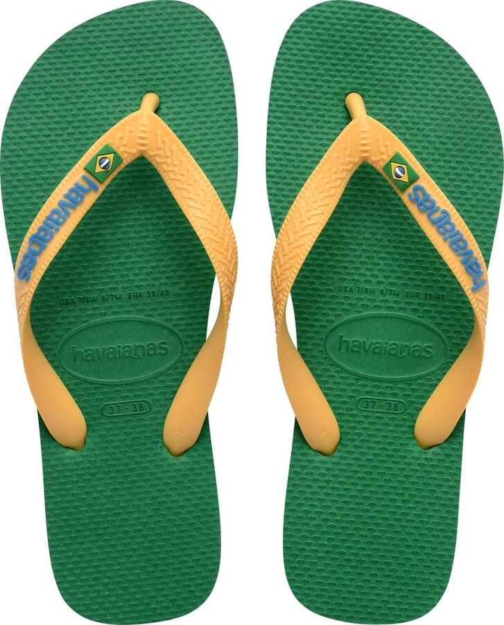 Havaianas HAV. BRASIL LOGO Groen Geel Unisex Slippers Groen Geel
