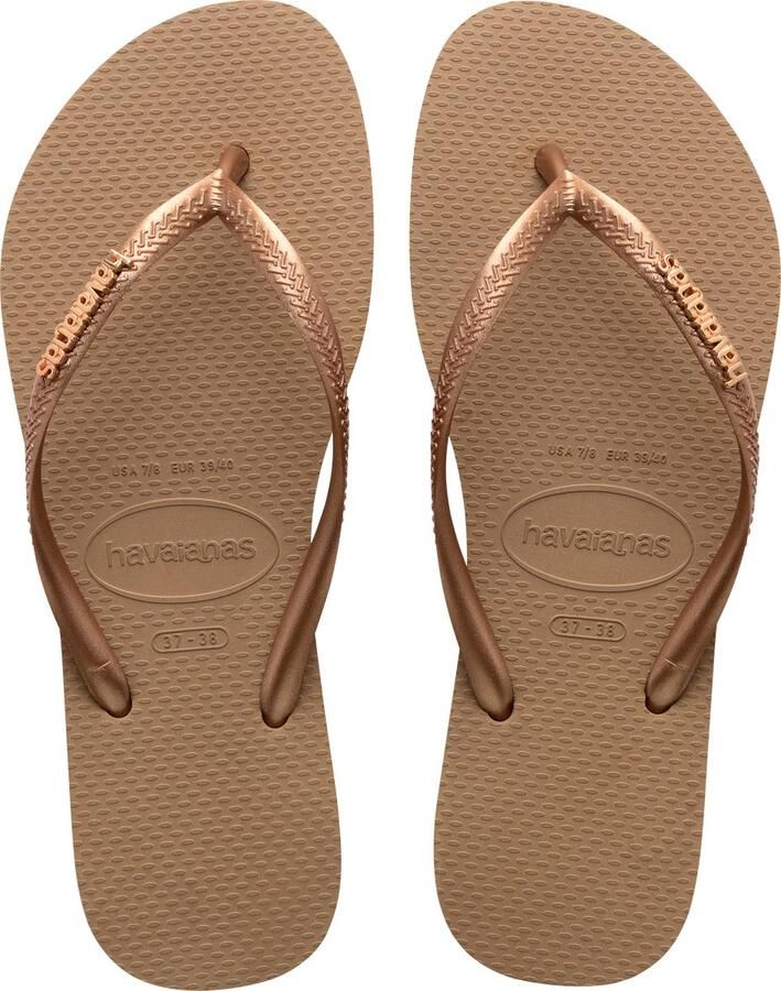 Havaianas HAV. SLIM LOGO METALLIC ROSE Goud Dames Slippers rose Goud