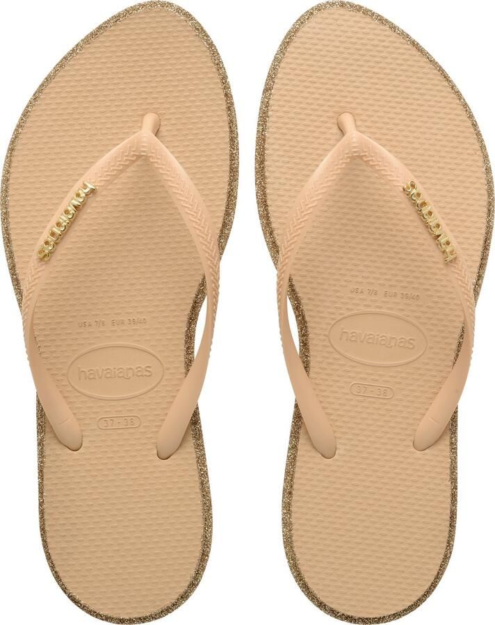 Havaianas HAV. SLIM POINT GLITTER Donkerbruin Goud Dames Slippers Donkerbruin Goud