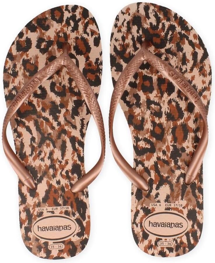Havaianas Kids Slim Animals teenslippers roségoud panterprint - Foto 4